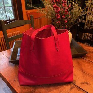 J Crew Leather Tote ~ Red